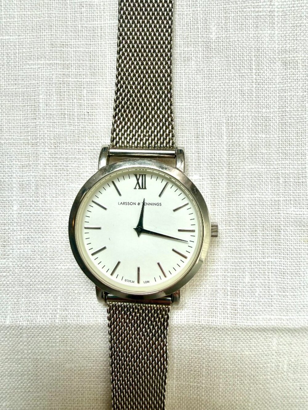 Larsson & Jennings "Lugano" silver plated round watch - 33 mm